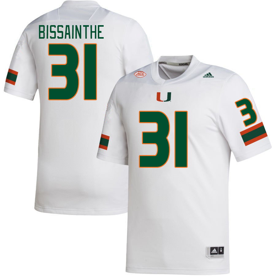 Men #31 Wesley Bissainthe Miami Hurricanes College Football Jerseys Stitched-White